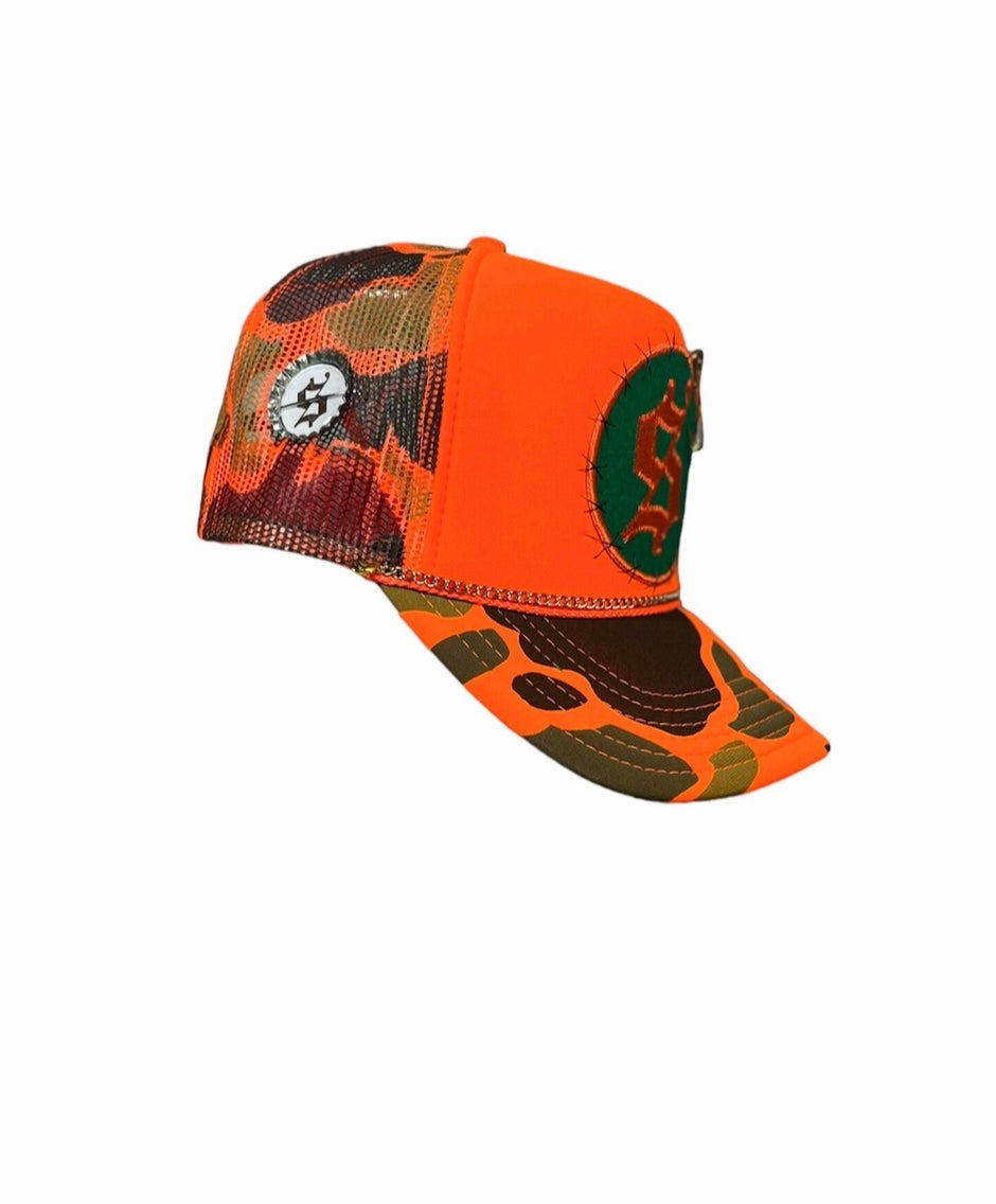 Orange Camo Trucker